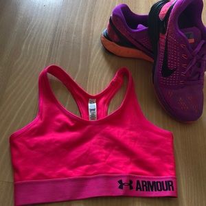 Hot pink under armour sports bra